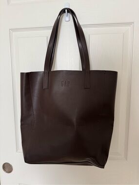 GAP Dark Brown Vegan Leather Tote Bag